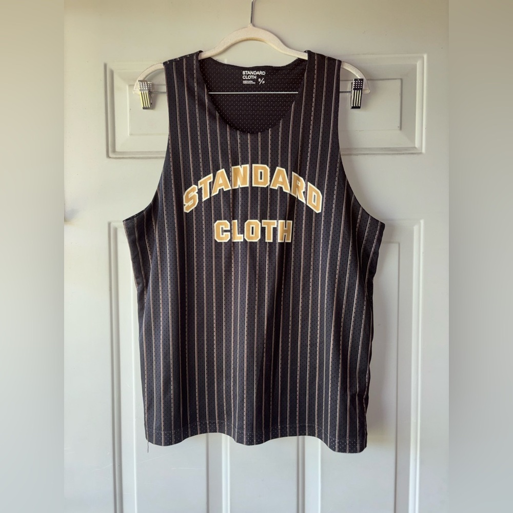 Standard Cloth black striped basketball tank size S